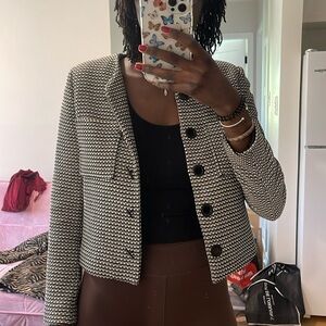 SANDRO PARIS TWEED HOUNDSTOOTH JACKET